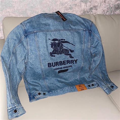 supreme x burberry denim jacket|Burberry denim trucker jacket.